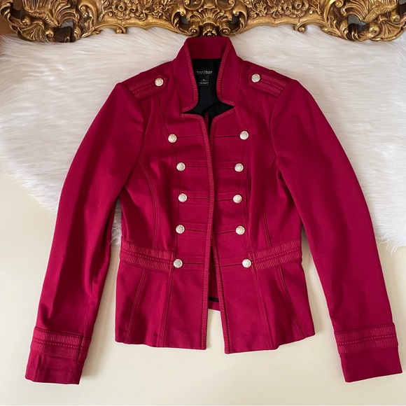 White House Black Market Trophy Military Red Jacket - Picture 6 of 14